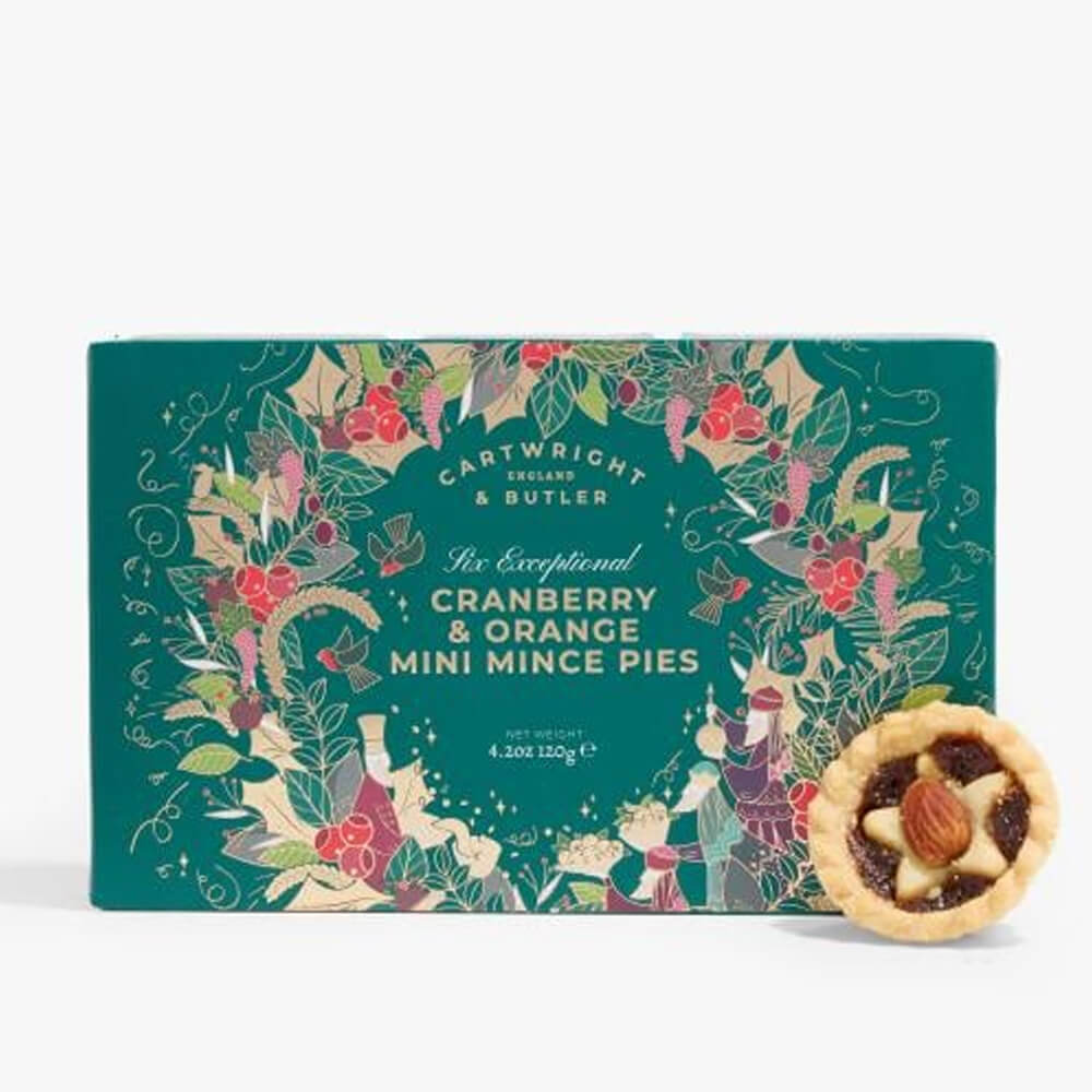 Cartwright & Butler Cranberry & Orange Mini Mince Pies in Carton 120g